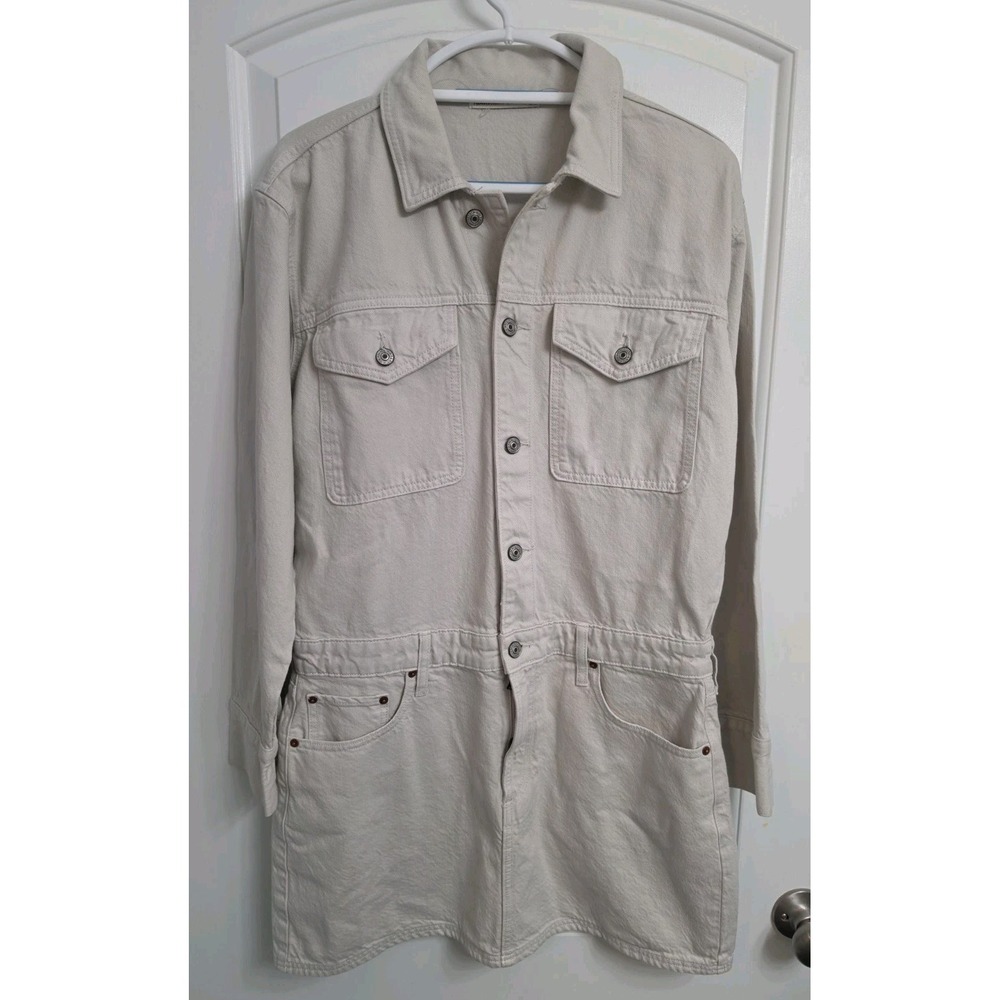 Abercrombie Fitch Medium Long Sleeve Dress Y2K White Denim